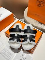 Босоножки меховые HERMES Premium