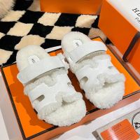 Босоножки меховые HERMES Premium
