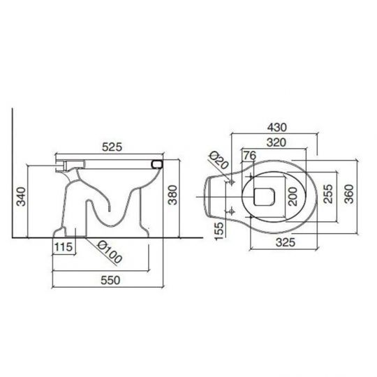 Приставной унитаз Sbordoni Palladio 7020 для высокого или низкого бачка схема 2