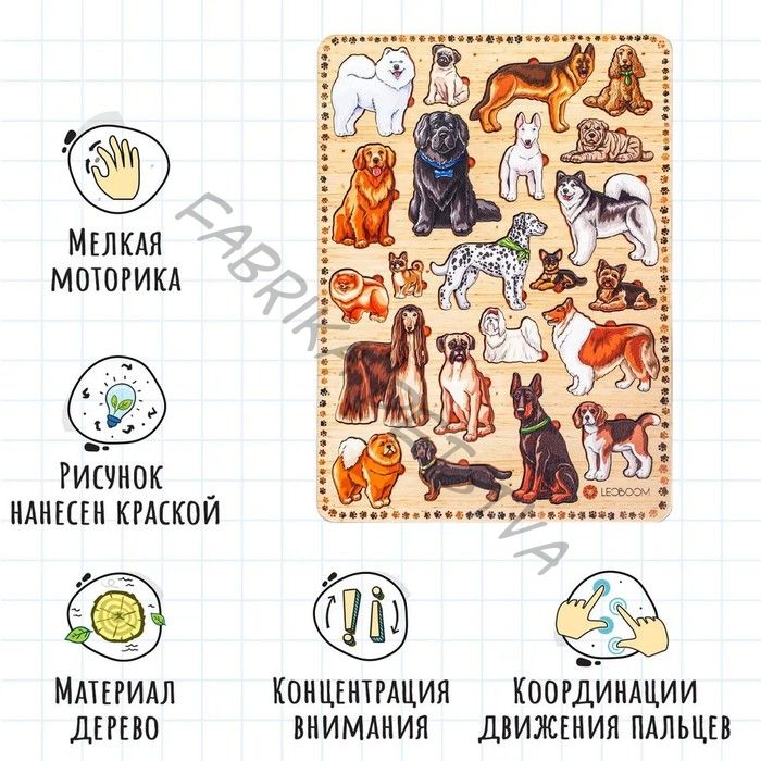 Рамка - вкладыши «Породы собак», 22 детали