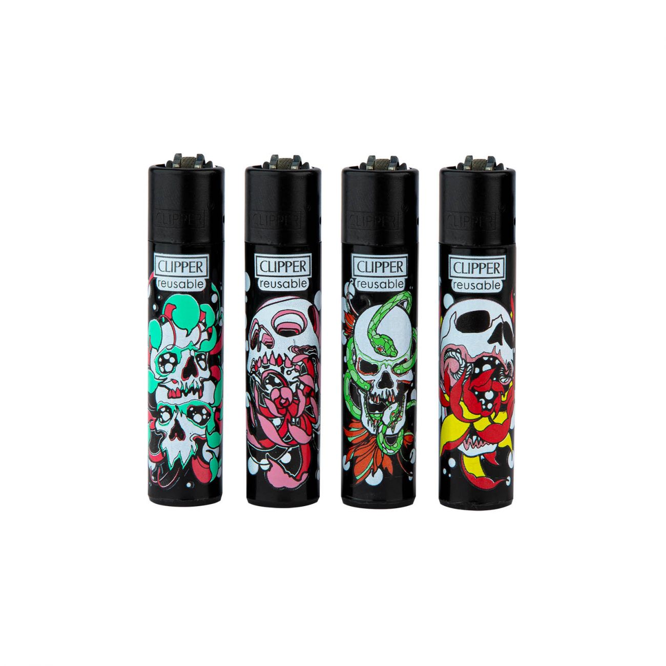 Зажигалка Clipper Skulls & Flowers