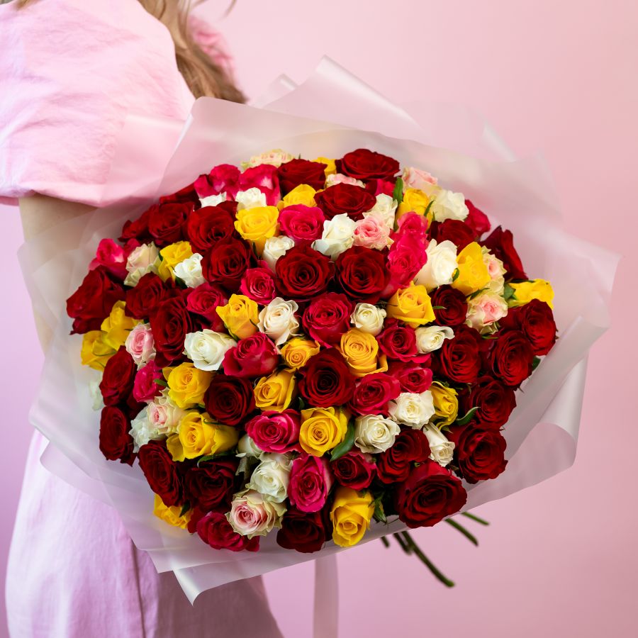 101 роза микс (Кения, 40см)