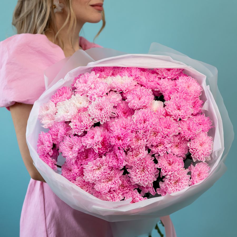 15 хризантем нежно-розовыз