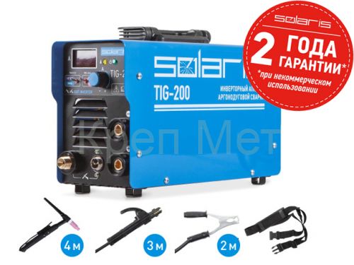 Инверторный аппарат аргонодуговой сварки SOLARIS TIG-200 + AK (TIG-MMA)