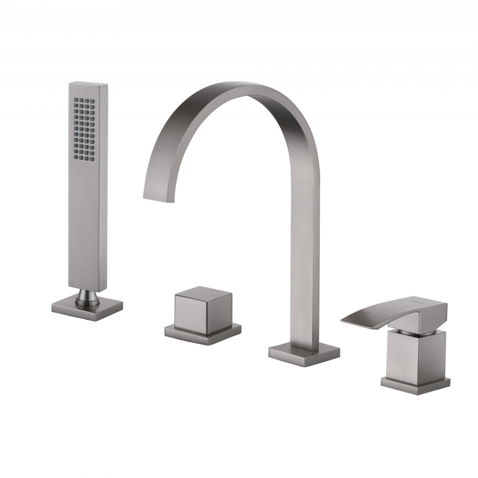 Смеситель ABBER Wasserfall AF8613SP на борт ванны, сатин