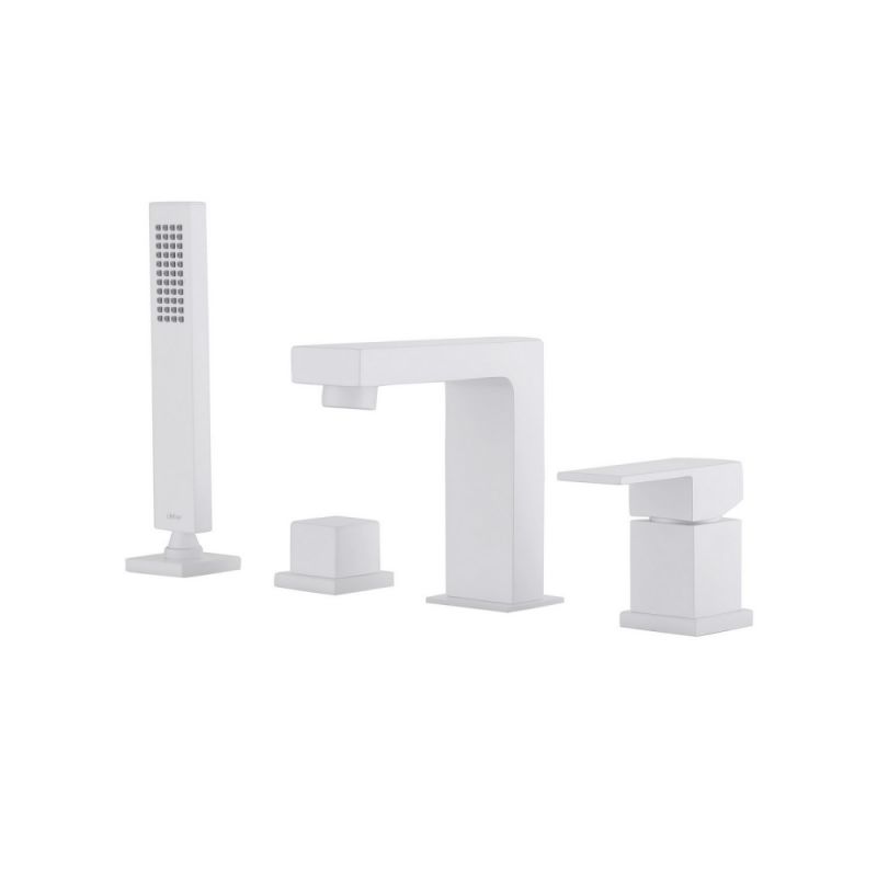 Смеситель ABBER Daheim AF8213W на борт ванны, белый матовый