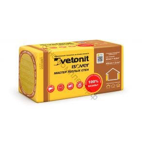 Теплоизоляция "VETONIT" Мастер теплых стен 100*600*1000 (45кг/м3 Базальт 4 мата 2,4м2/0.24м3) Артикул КТ519
