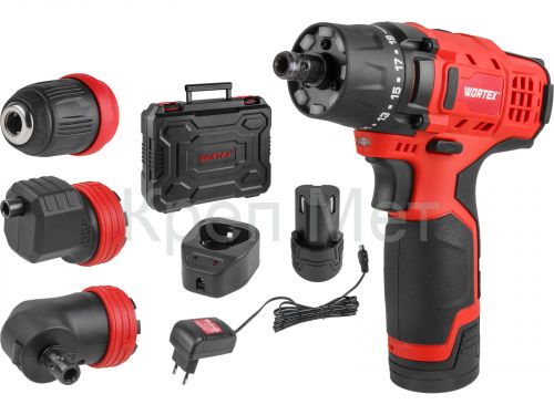 Аккум. дрель-шуруповерт WORTEX BD 1215 LiSET в чем. + 2 угловые насадки