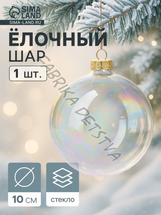Ёлочный шар «Перламутровый», стеклянный, с подвесом, d=10 см