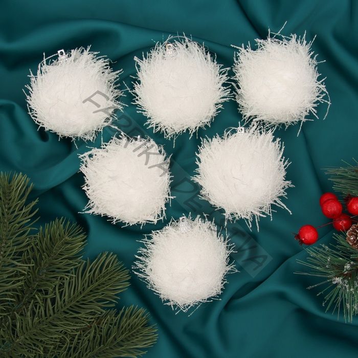 Ёлочные игрушки «Амброс», шары новогодние, d=6 см, набор 6 шт., белый