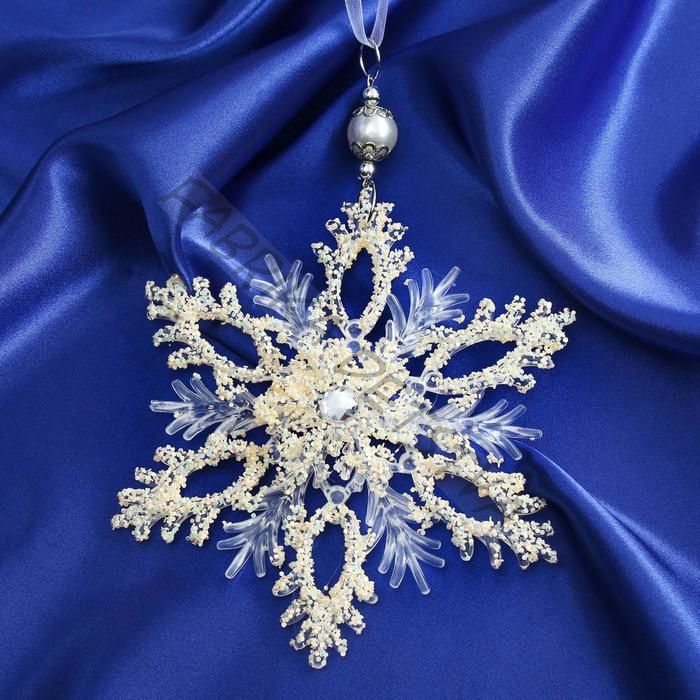 Ёлочная игрушка «Зимнее волшебство. Узорчатая снежинка», d=13.2 см, прозрачный, МИКС