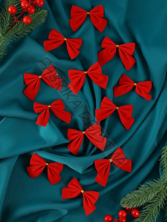 Ёлочные игрушки 12 шт. «Бантик» 6x5 см красный