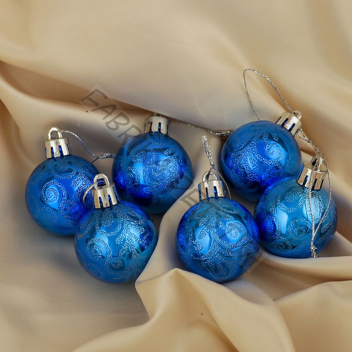 Ёлочные игрушки «Морозная зима», шары новогодние, d=4 см, набор 6 шт., синий