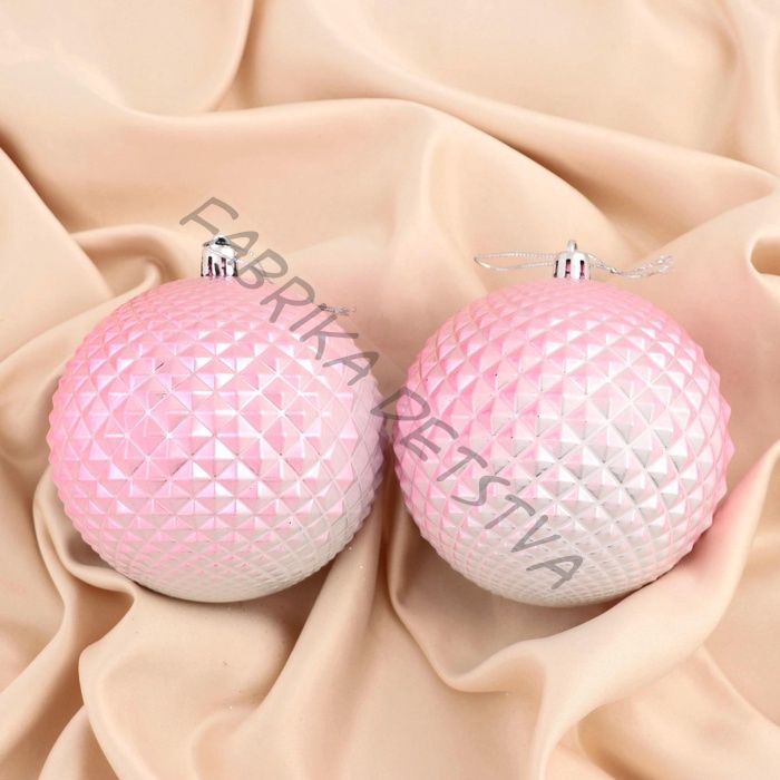 Ёлочные игрушки «Рельеф», шары новогодние, d=10 см, набор 2 шт., розовый