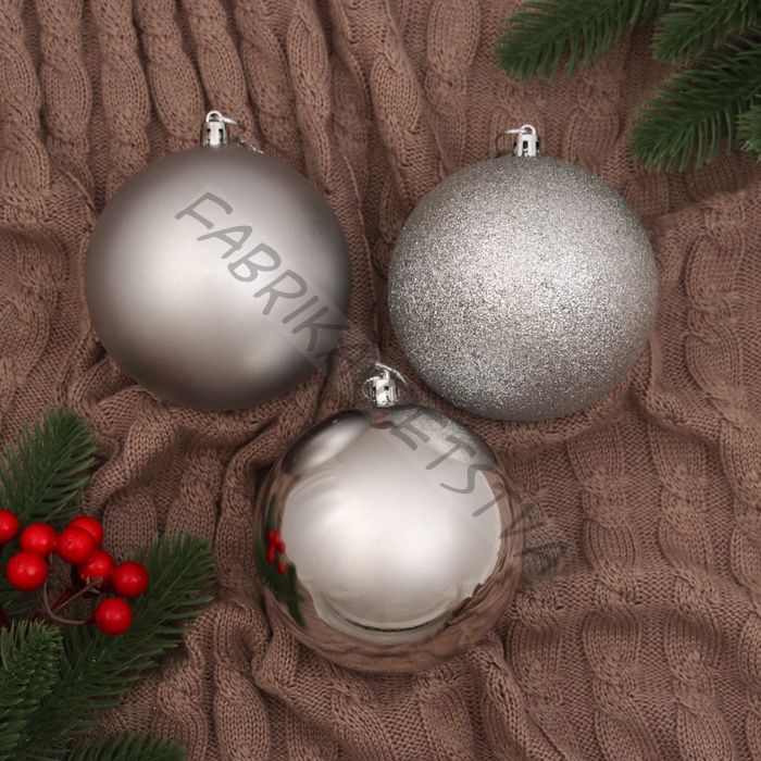 Ёлочные игрушки «Классика ассорти», шары новогодние, d=10 см, 3 шт., серебро