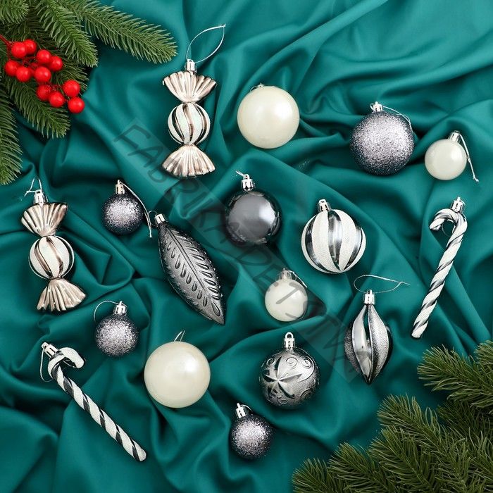 Ёлочные игрушки «Зимняя радость», шары новогодние, набор 40 шт., серебристо-белый