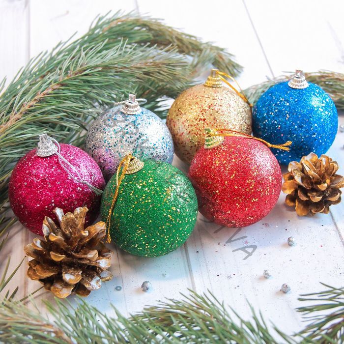 Ёлочные игрушки «Сказочный блеск», шары новогодние, d=5.5 см, набор 6 шт., МИКС