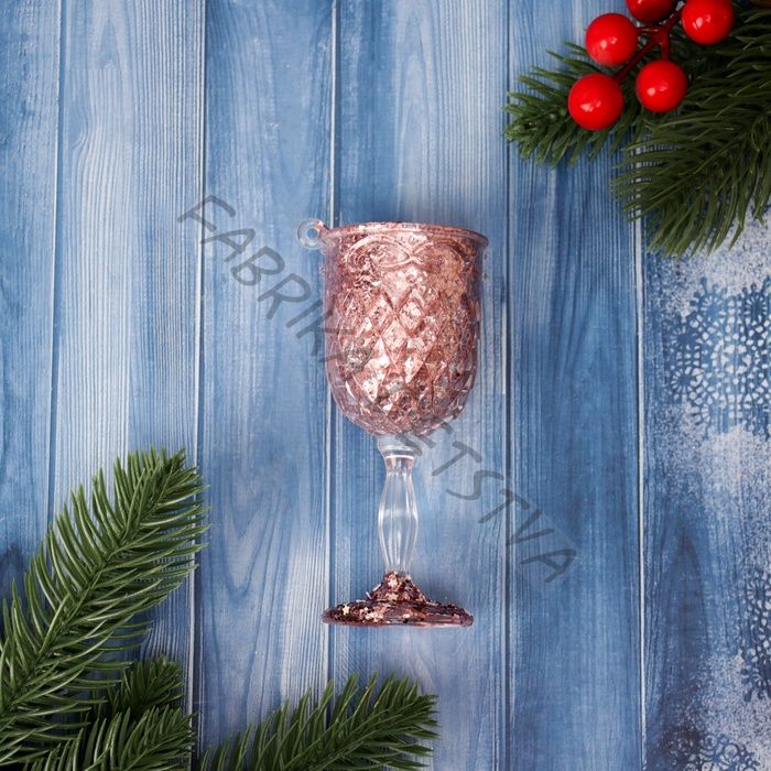 Ёлочная игрушка «Зимнее волшебство. Бокал сияние блеск», 10.5x4.5 см, прозрачно-розовый