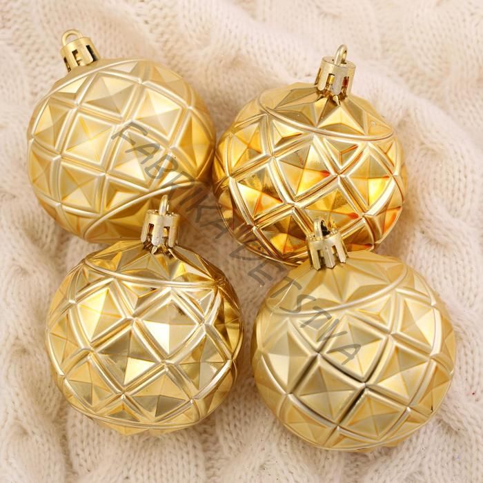 Ёлочные игрушки «Мидас - грани», шары новогодние, d=6 см, набор 6 шт., золото