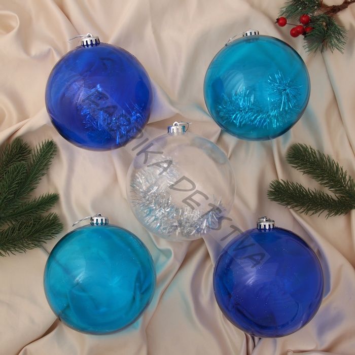 Ёлочные игрушки «Барбара», шары новогодние, d=15 см, набор 5 шт., МИКС