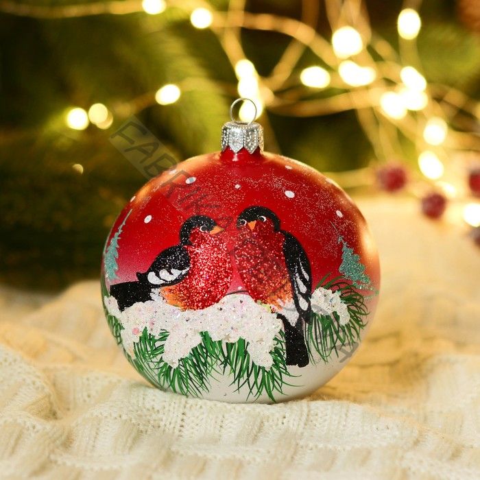 Ёлочный шар «Снегири», d=9.5 см, МИКС