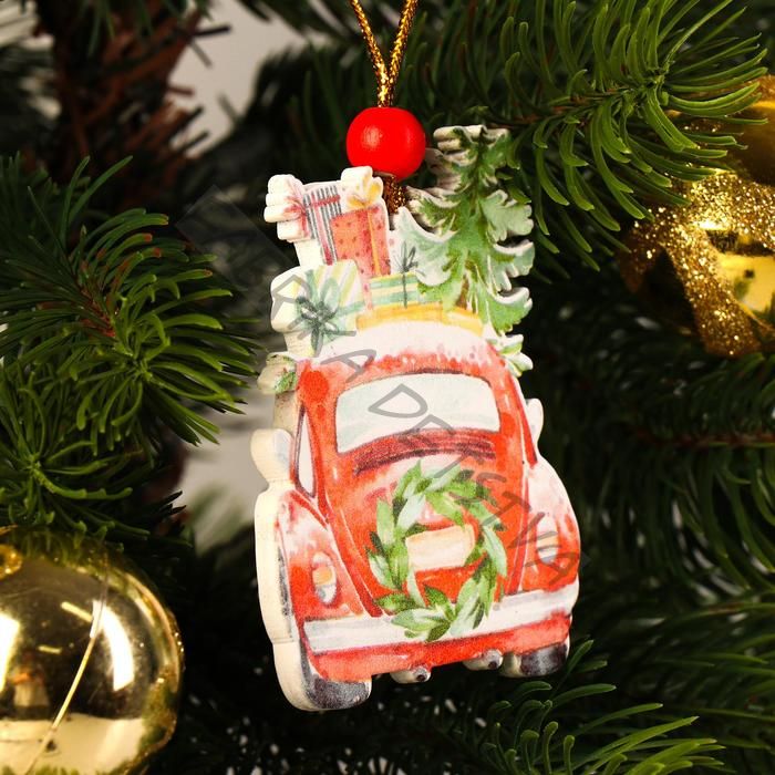 Елочная игрушка «Машина с подарками»