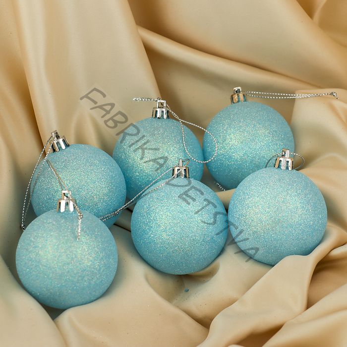 Ёлочные игрушки «Блеск», шары новогодние, набор 6 шт., d=6 см, голубой