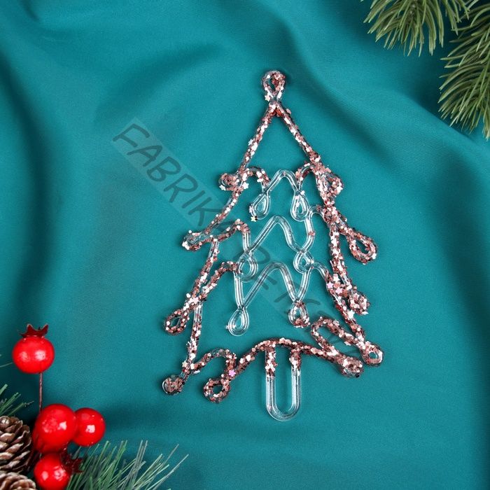 Ёлочная игрушка «Зимнее волшебство. Ёлочка сияние блеск», 14x8 см, прозрачно-розовый