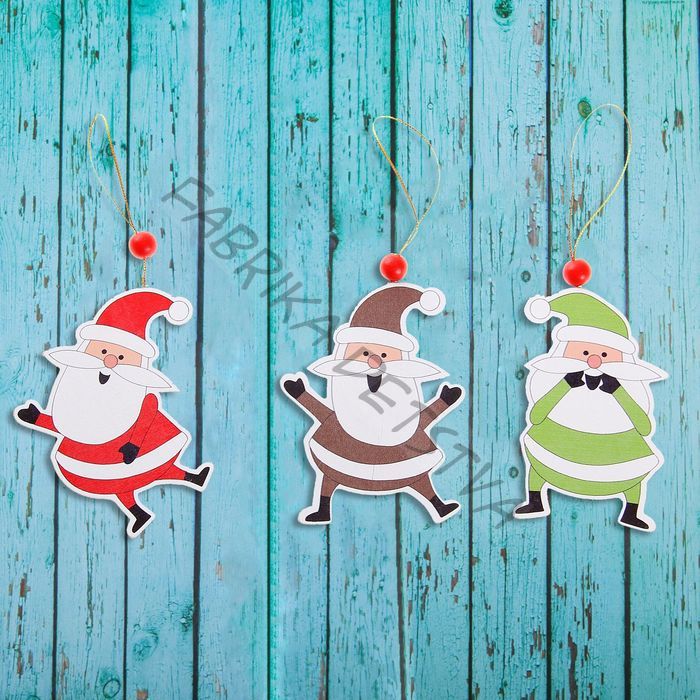 Елочная игрушка новогодняя «Весёлый дедушка Мороз», золотая нить, МИКС