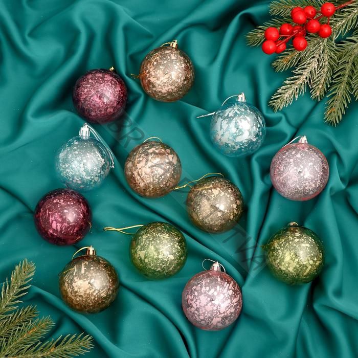 Ёлочные игрушки «Дженна прозрачный», шары новогодние, d=6 см, набор 12 шт., МИКС