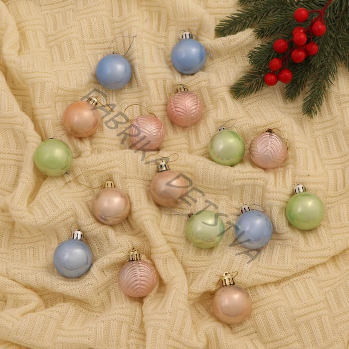 Ёлочные игрушки «Астрид листочки», шары новогодние, d=4 см, набор 16 шт., МИКС