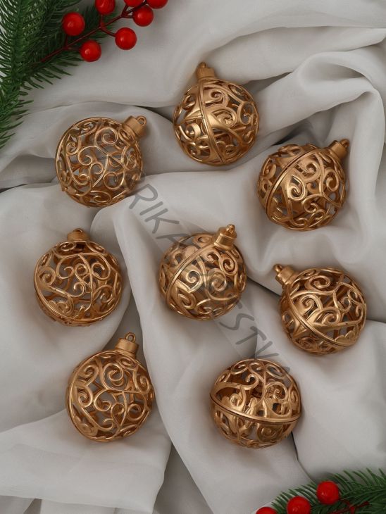 Ёлочные игрушки «Морозец», шары новогодние, d=6 см, 8 шт., золотистые