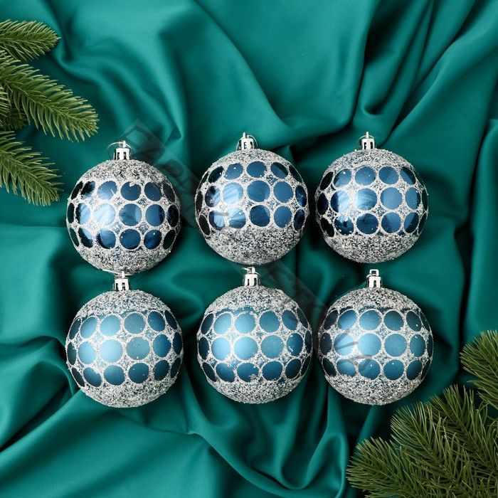 Ёлочные игрушки «Сюрприз», шары новогодние, d=8 см, набор 6 шт., синий
