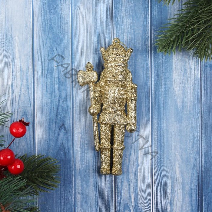 Ёлочная игрушка «Зимнее волшебство. Щелкунчик блеск», 13x5 см, золото