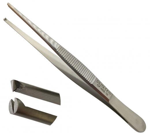 Пинцет хирургический 100 мм GF-008-10 прямой  1х2 зубый