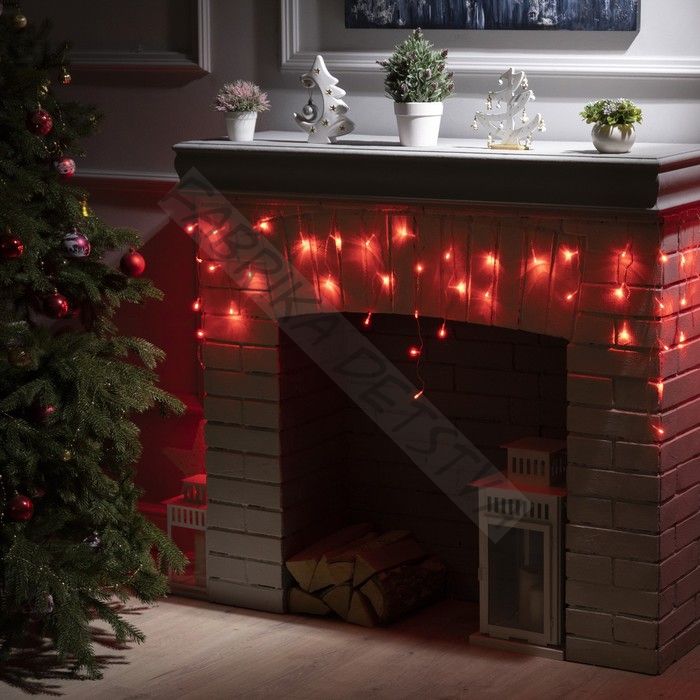 Гирлянда «Бахрома» 1.8 x 0.5 м, IP20, прозрачная нить, 48 LED, свечение красное, 8 режимов, 220 В