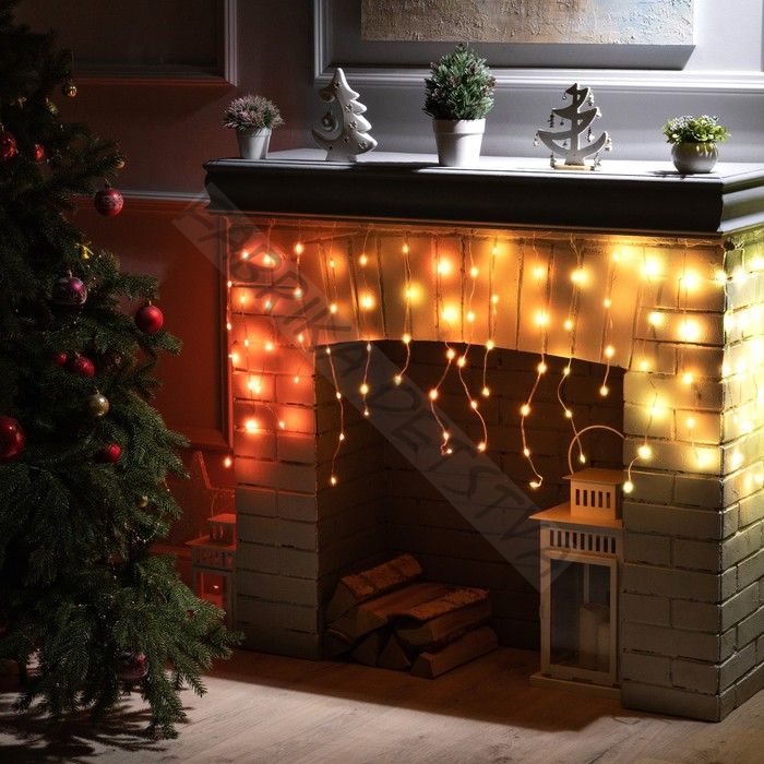 Умная гирлянда «Бахрома» 2 x 0.4 м роса, IP20, серебристая нить, 99 LED, пульт ДУ, приложение, свечение RGB, USB