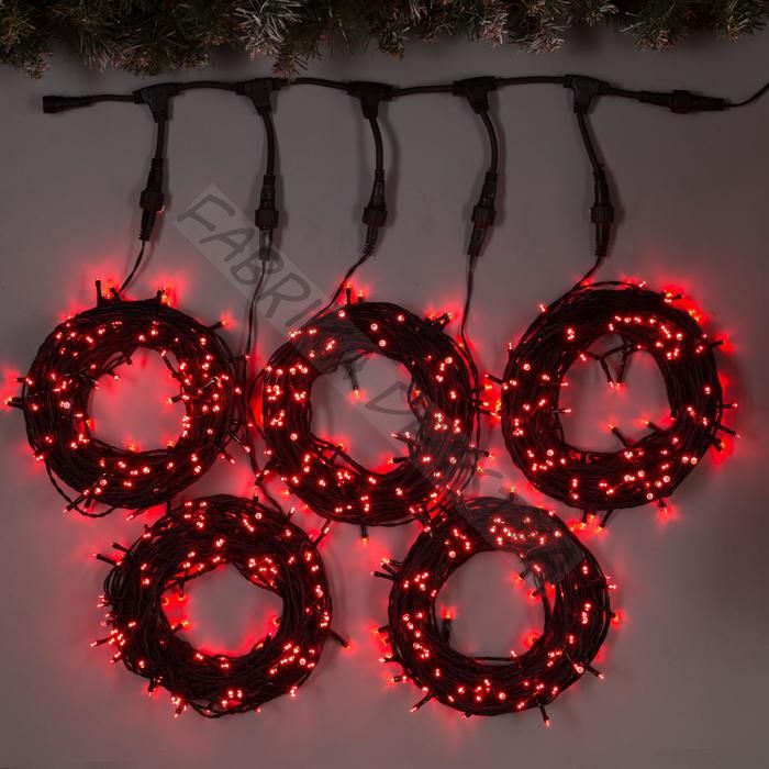 Гирлянда «Клип-лайт» 5 нитей по 20 м, IP44, УМС, тёмная нить, 665 LED, свечение красное, 24 В