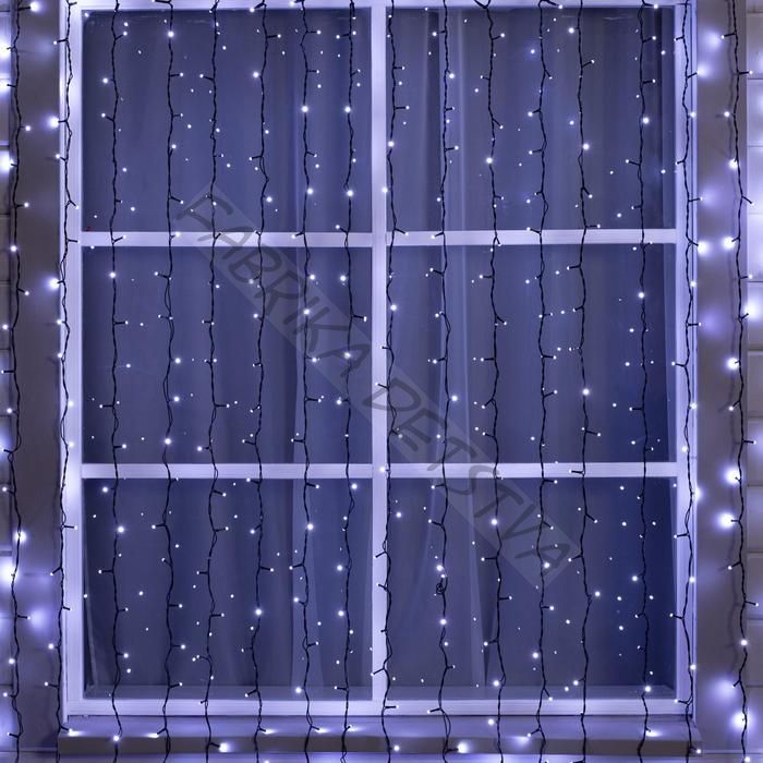 Гирлянда «Занавес» 2 x 3 м, IP44, УМС, тёмная нить, 760 SMD-LED, свечение белое, 220 В