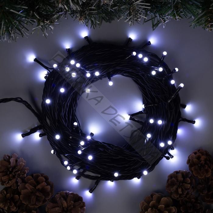 Гирлянда «Нить» 10 м, IP44, УМС, тёмная нить, 72 SMD-LED, свечение белое, 220 В