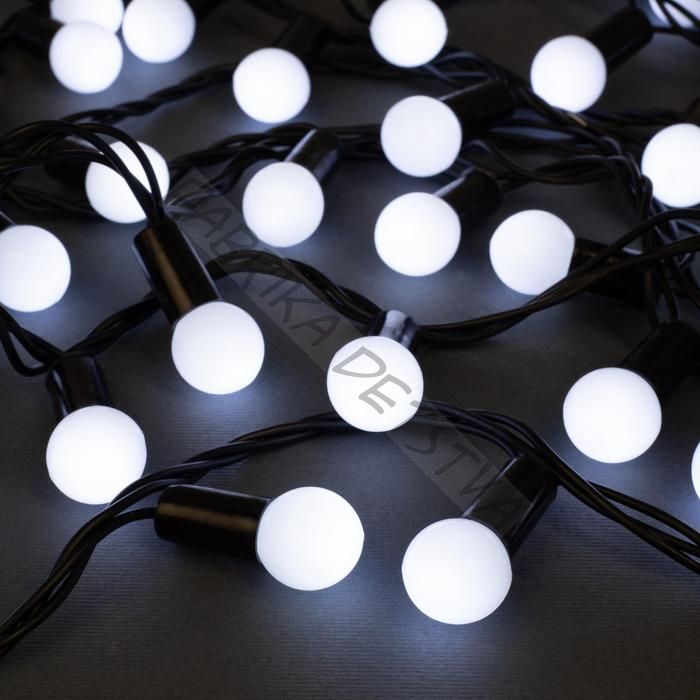 Гирлянда «Нить» 20 м с насадками «Шарики 1.5 см», IP44, тёмная нить, 200 LED, свечение белое, 8 режимов, 220 В