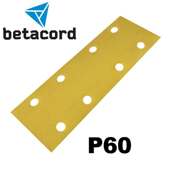 Betacord Абразивная полоска P60 на бумаге 70х198мм. 8 отверстий, в упаковке 50шт.