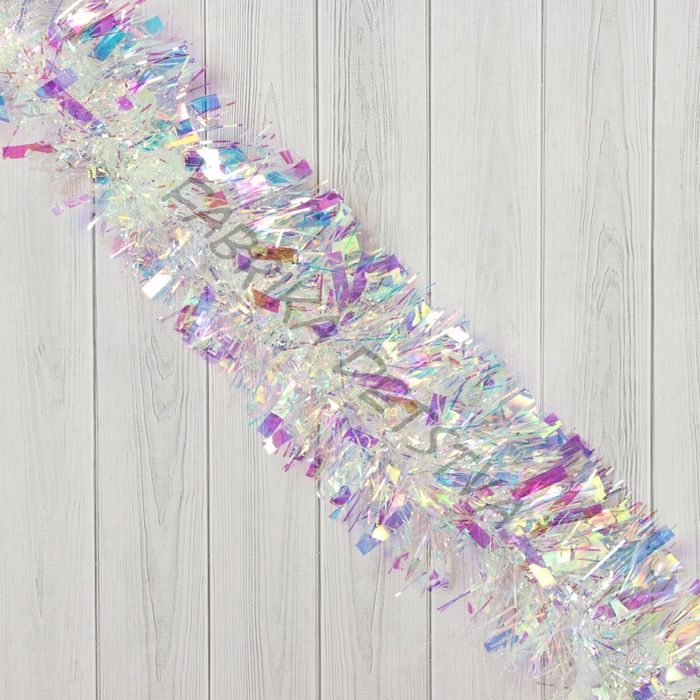 Мишура новогодняя «Зимнее волшебство. Праздничный отблеск», d=9 см, 200 см, перламутровый прозрачный (10 штук)