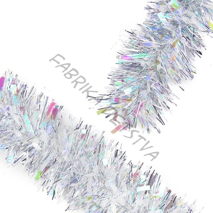 Мишура новогодняя «Радужно-серебристая» d=10 см, L-200 см (10 штук)