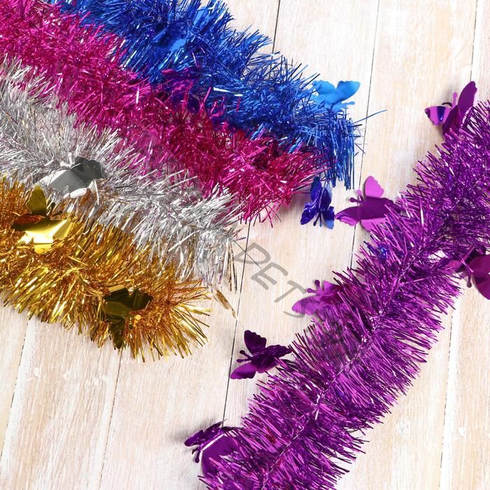 Мишура новогодняя «Зимнее волшебство. Бабочки», d=6 см, 200 см, МИКС (10 штук)