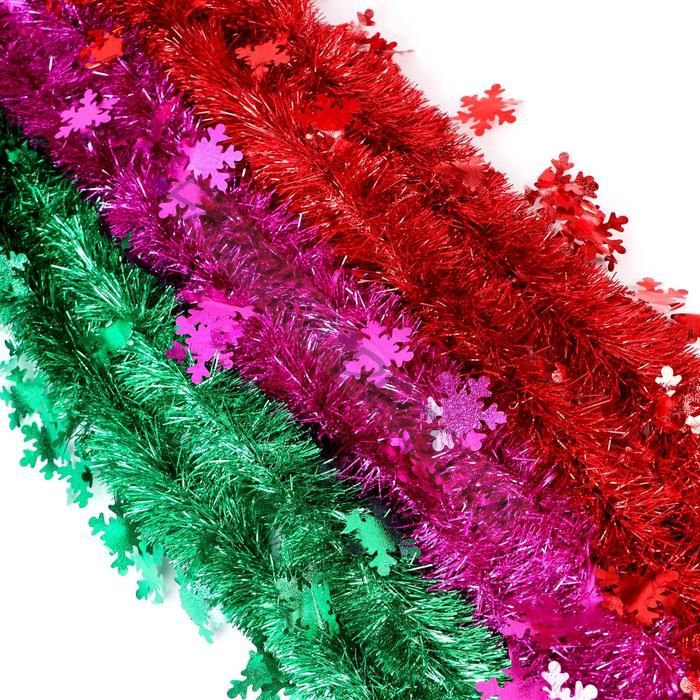 Мишура новогодняя «Зимнее волшебство. Волшебство», снежинки, d=6 см, 200 см, МИКС (10 штук)