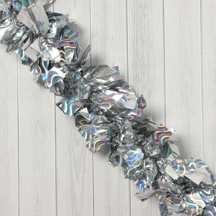 Мишура новогодняя «Зимнее волшебство. Праздничные блики», d=9 см, 200 см, серебро (10 штук)