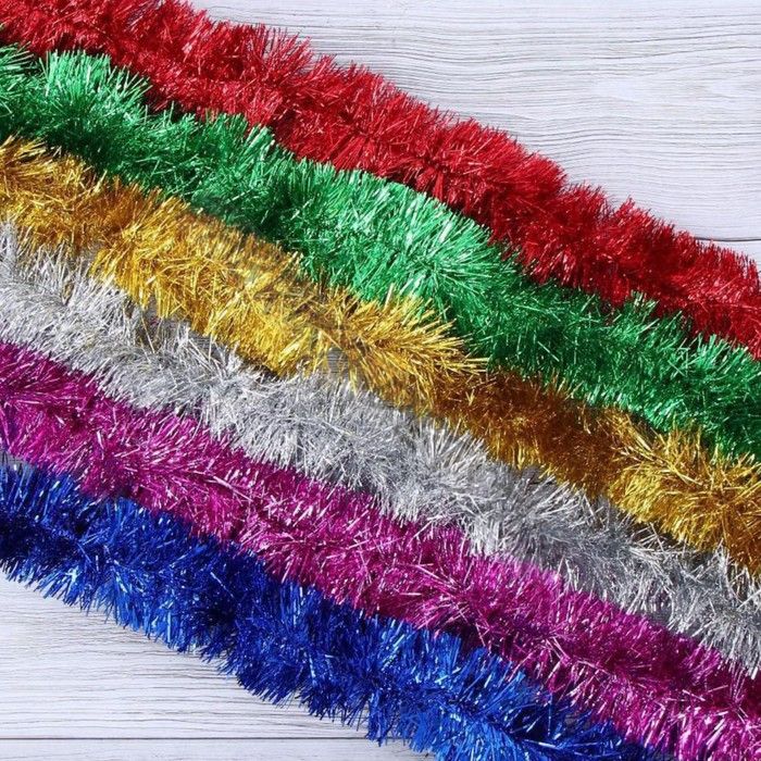 Мишура новогодняя «Зимнее волшебство. Узкая», d=5 см, 200 см, МИКС (10 штук)