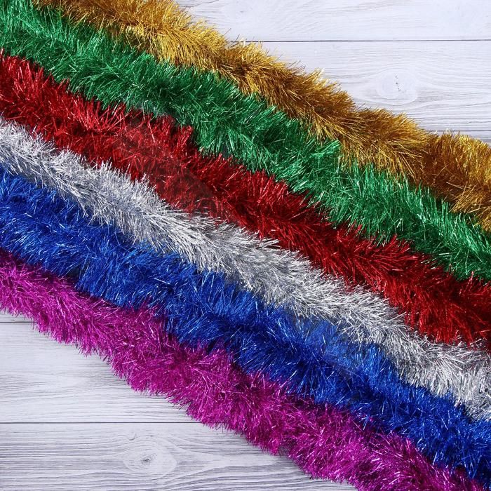 Мишура новогодняя «Зимнее волшебство. Серебряный дождь», d=8 см, 200 см, МИКС (10 штук)