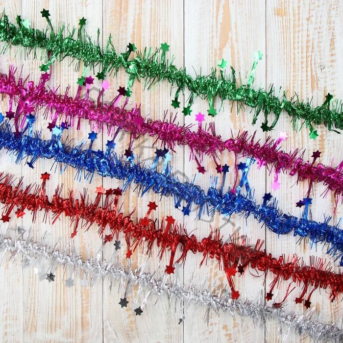 Мишура новогодняя «Зимнее волшебство. Фонарик ёжик», звезда, d=5 см, 200 см, МИКС (10 штук)